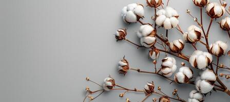 blanco algodón flores en gris antecedentes foto