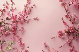 Pink Flowers Blooming on Pink Background photo