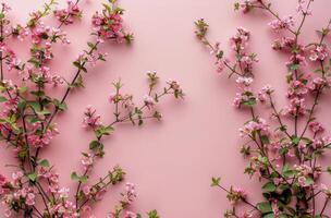 Pink Flowers Blooming on Pink Background photo