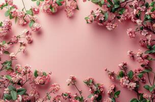 Pink Flowers Blooming on Pink Background photo