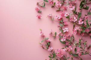 Pink Flowers Blooming on Pink Background photo