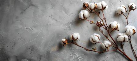 blanco algodón flores en gris antecedentes foto