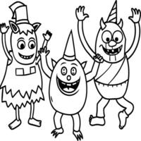 Halloween coloring pages for kids. Happy Halloween outline vector