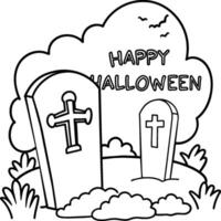 Halloween coloring pages for kids. Happy Halloween outline vector