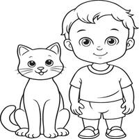 In the foreground a single baby cat in home . Cat in home coloring pages vector