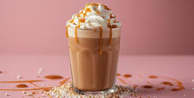Cup of Coffee With Whipped Cream and Caramel photo