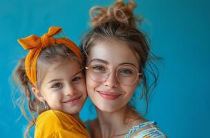 Woman and Little Girl Posing Together photo
