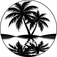 Black palm tree set illustration on white background silhouette art black white stock vector