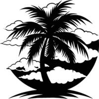 Black palm tree set illustration on white background silhouette art black white stock vector