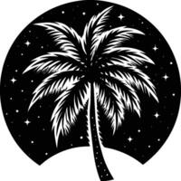 Black palm tree set illustration on white background silhouette art black white stock vector