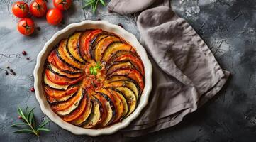 Sliced Vegetables in a Dish photo