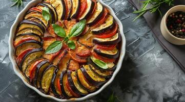Sliced Vegetables in a Dish photo