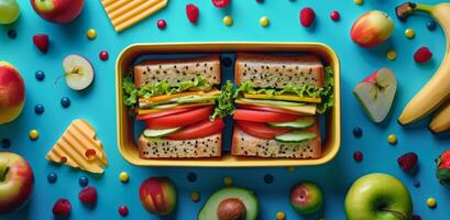 Nutritious Lunch Box Filled With Fresh Fruits and Vegetables photo