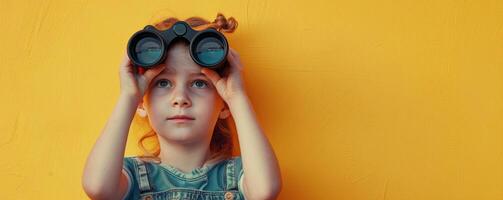 Little Girl Looking Through Binoculars photo