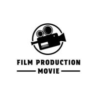 production film camera logo design concept idea with label circle vector