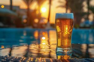 Glass of Beer on Table photo