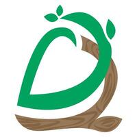 letter d and number 2 logo with leaf and wood elements vector