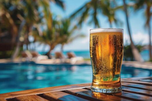 Glass of Beer on Table photo