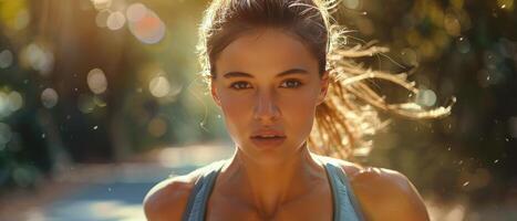 Woman in Black Tank Top With Blowing Hair photo