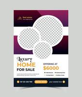 Real estate flyer design and unique house post template vector