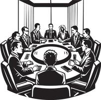 business meeting in the office black and white illustration vector