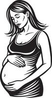 silhouette of pregnant woman illustration black and white vector