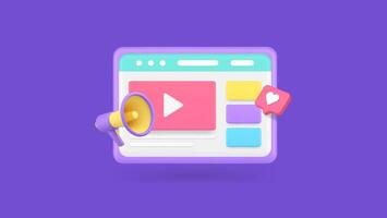 marketing digital multimedia content advertising web internet browser 3d icon realistic vector