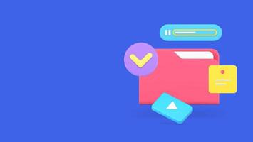 Cyberspace cloud computing data storage document folder multimedia content 3d icon realistic vector