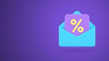 Sale discount coupon message mailing list commercial promo marketing 3d icon realistic vector