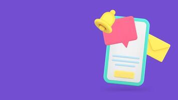 Incoming message sound alert quick tips smartphone app 3d icon realistic illustration vector
