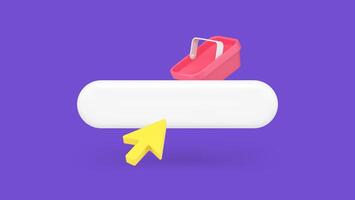 Goods online shopping internet search browser field window arrow cursor 3d icon realistic vector