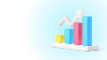 Data analyzing bar graph dynamic up arrow business statistic increase 3d icon realistic vector