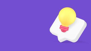 Idea innovation light bulb quick tips helpful knowledge information alert 3d icon realistic vector