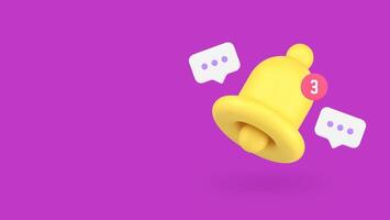Chat message ring bell notification incoming email electronic mail inbox mailbox 3d icon vector