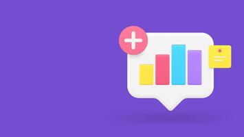 Bar diagram graph add quick tips management business analyzing 3d icon realistic illustration vector