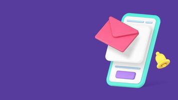 Electronic mail incoming message inbox mailbox sound alert smartphone application 3d icon vector