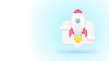 Business startup launching rocket quick tips start targeting marketing solution 3d icon vector