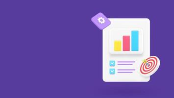 Business analyzing complete bar graph diagram checklist checkmark report 3d icon vector