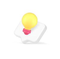 Idea innovation light bulb quick tips helpful knowledge information alert 3d icon realistic vector