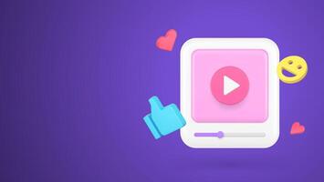 player social media network entertainment content live broadcasting 3d icon realistic vector