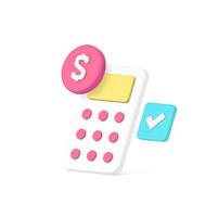 Money counting financial calculation profit budget complete business accounting 3d icon vector