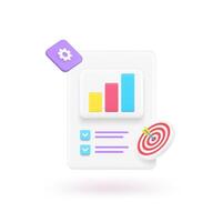 Business analyzing complete bar graph diagram checklist checkmark report 3d icon vector