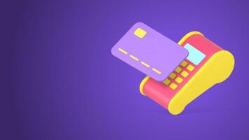 Credit card POS terminal machine contactless payment e money banking transaction 3d icon vector
