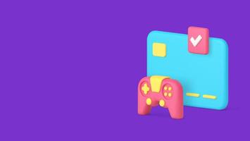 Virtual game card payment buying digital multimedia content gamepad console 3d icon realistic vector