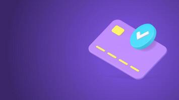 Credit debit card success payment financial transaction complete 3d icon realistic vector