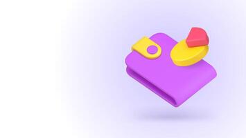 Budget balance planning analyzing financial accounting wallet pie chart 3d icon realistic vector