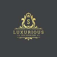 Luxury vintage ornament logo crest template design illustration vector