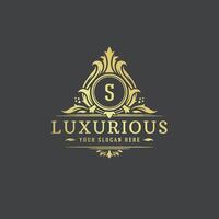 Luxury vintage ornament logo crest template design illustration vector