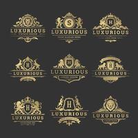 Luxury logos monograms crest design templates set illustration. vector