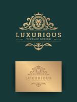 Luxury logo template design with lion illustration. vector